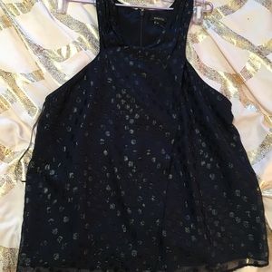 Gorgeous rw & co blue and black shiny top nwt
